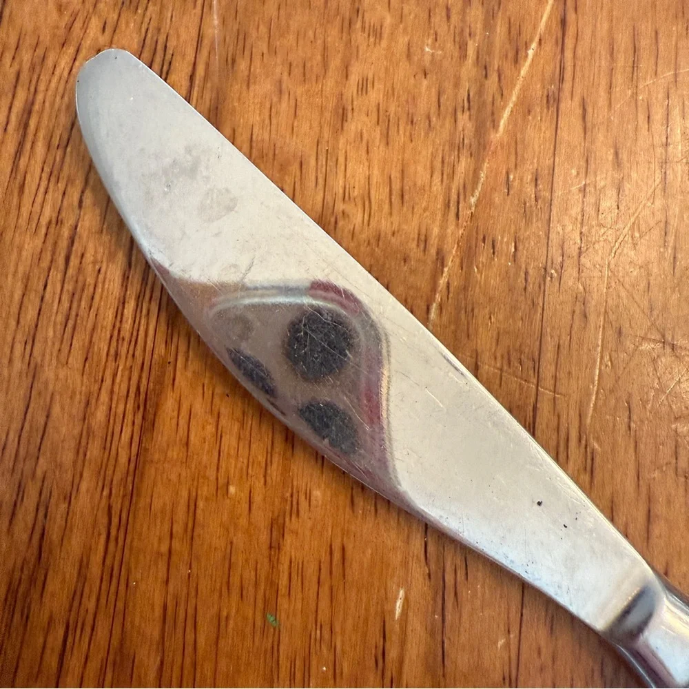 Noritake‎ Japan Stainless Black Accent DINNER KNIFE 8” Unique Art Deco Vintage